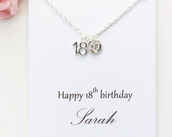 Personalized 18th birthday gift, 18th birthday, eighteenth birthday gift, message card necklace,18th gift, gift for 18th, , christmas gift