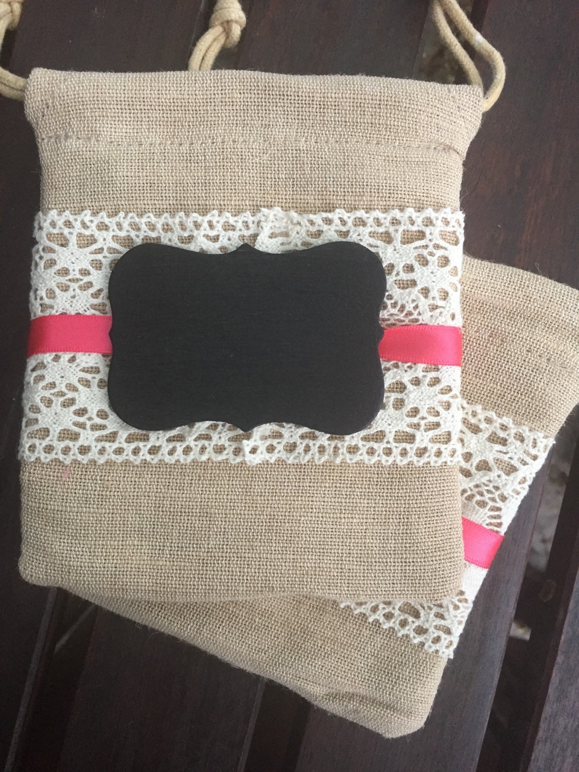 Burlap & Lace Gift Bag by MadLoveDesignCo on Etsy