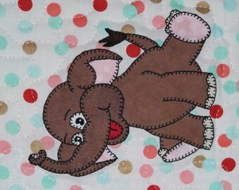 Asian elephant PDF applique pattern; baby quilt pattern; child's quilt pattern; zoo quilt applique pattern; animal PDF quilt block pattern