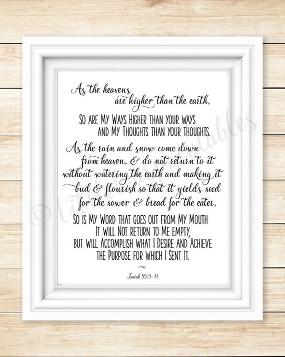 Isaiah 55:9-11 printable wall art As the heavens are higher