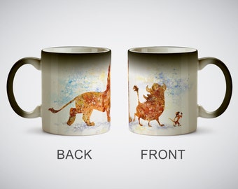 The Lion King Simba Timon Pumbaa Mug Watercolor Art Print cup Coffe Tea Ceramic Cup Kitchen Decor Magic or White Mug picture Kids