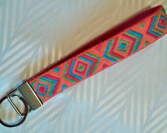 Key Fob, Orange Key Fob, Key Ring, Wristlet Key Ring, Key Chain, Wrist Key Fob