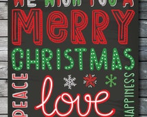 Christmas merry wish etsy sign Merry Christmas sign, merry christmas personalized poster, we wish you