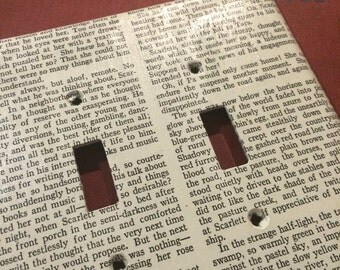 Vintage Book Page Light Switch Cover