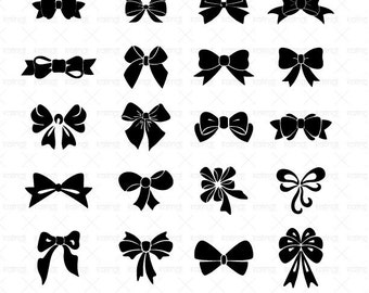 Bow SVG files, 20 Bow/Ribbon vector files, 1 PNG 300dpi instant download, Bow Printable, Id#mf3