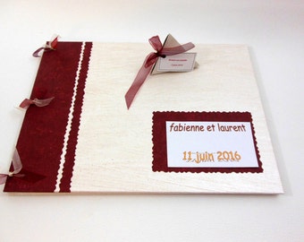 ALBUM photos - Livre d'OR - Album MARIAGE rouge bordeaux et crème