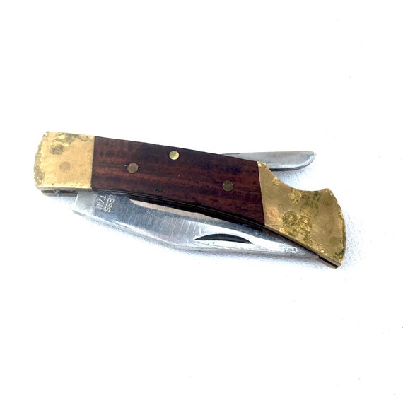 Pen Knife small with a wood and brass by VintageHoneyInterior