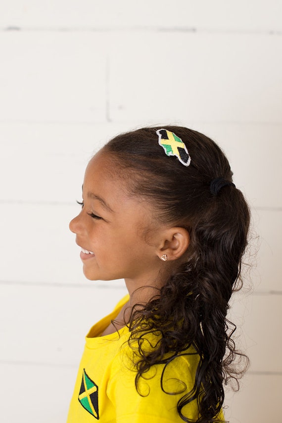 Jamaica Island Hair Clip Set Girls Jamaica flag hair