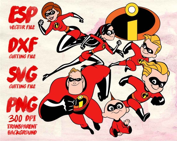 The Incredibles Family Set Clipart SVG Cutting ESP Vectors