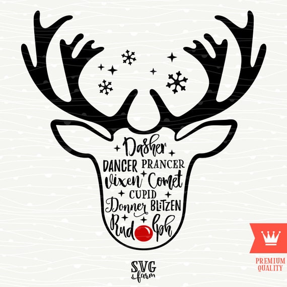 Download Santa Claus Christmas Reindeer Names SVG Decal Cutting File