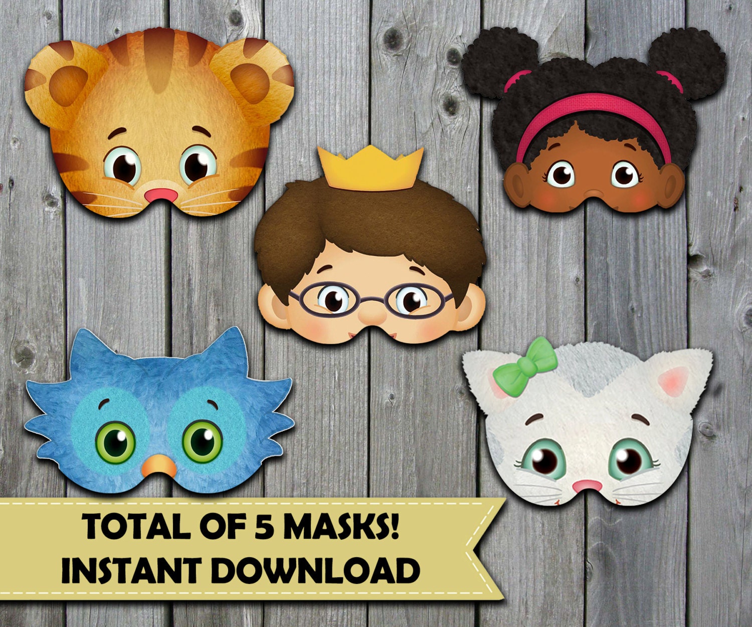 Daniel Tiger Masks Daniel Tiger Party Masks by PerfectPrintableCo