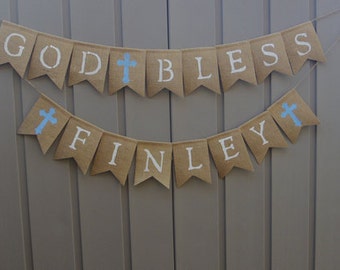 Baptism Banner, First Communion Banner, Christening Banner, Baptism Decoration, Dedication Baptism Banner, Baptism Party Decor, Boy Baptism