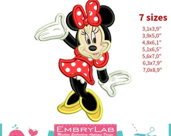 Applique Minnie Mouse. Machine Embroidery Applique Design. Instant Digital Download (16259)