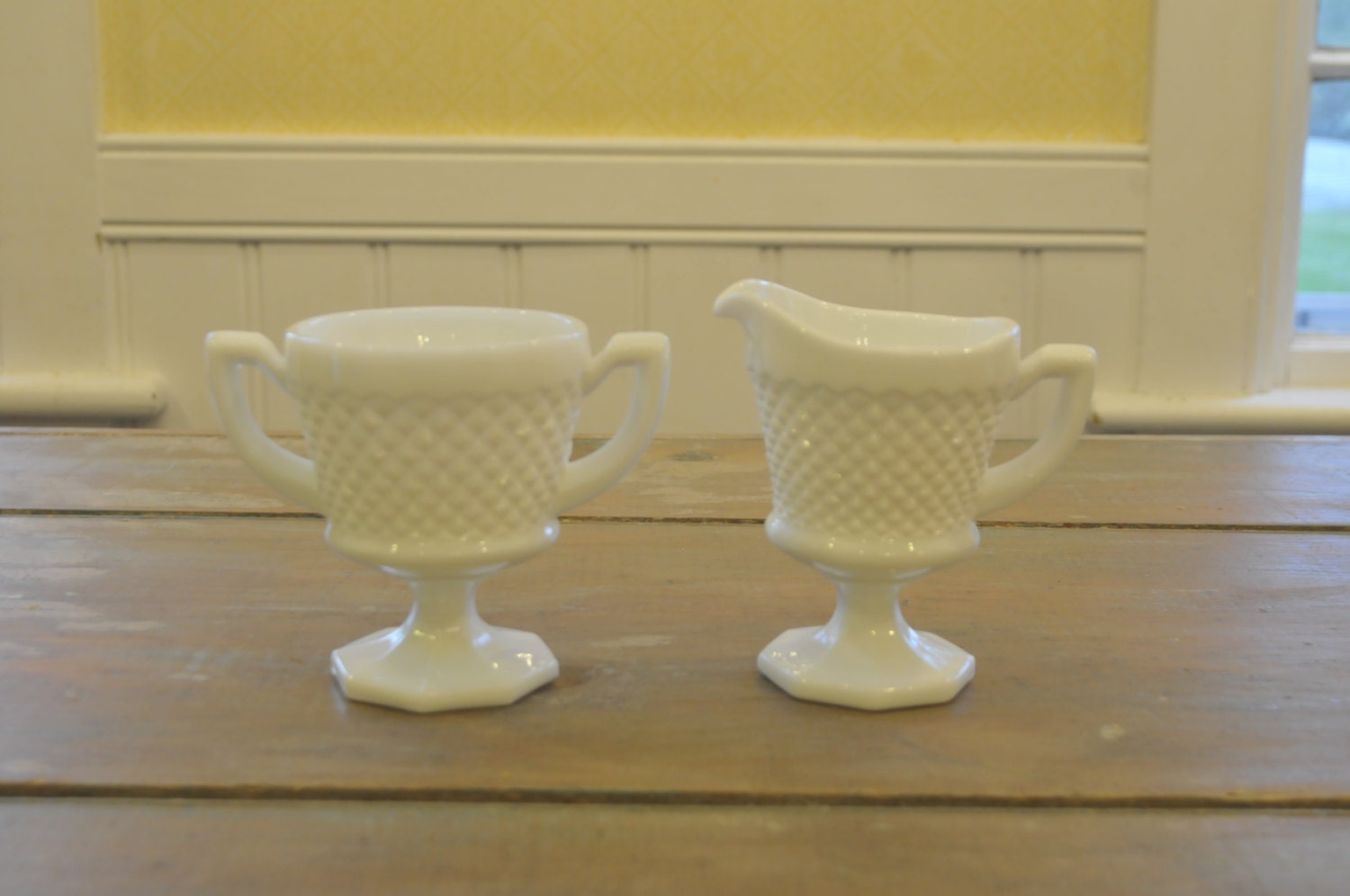 Vintage Milk Glass Sugar and Creamer Haute Juice
