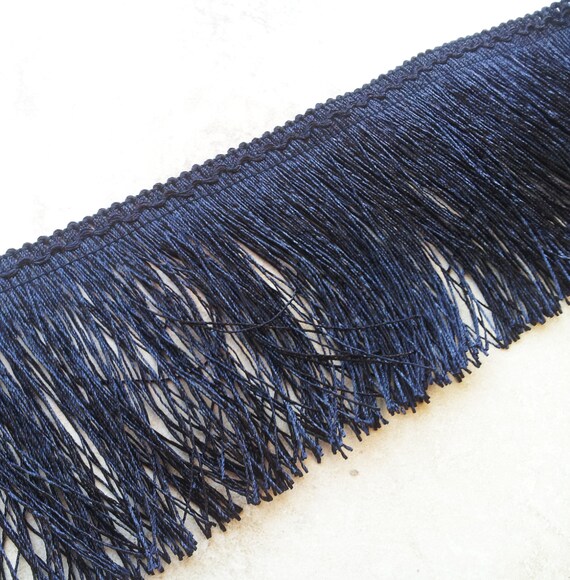 1 metre 3 3/4 8cm Long black fringe fabric trim in