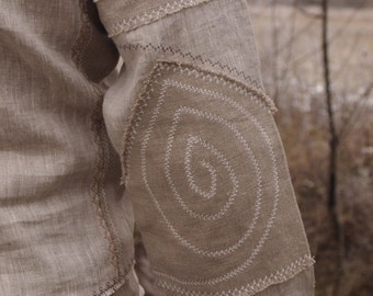 Mens linen shirt Slavic style / rustic shirt / embroidered ethnic shirt