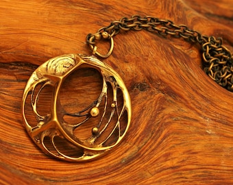 Superb bronze, vintage 1970s, Karl Laine necklace. Finnish & scandinavian modernist artwork at it best. Signed designed spider web jewelry.