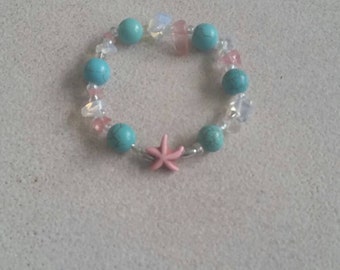 opalite turquoise cherry quartz starfish elastic starfish bracelet
