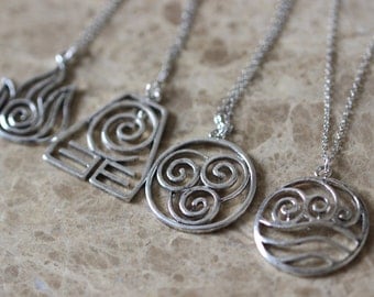 4pcs 4 Nations - Antique Silver Avatar The Last Airbender Necklace ZH2N_S