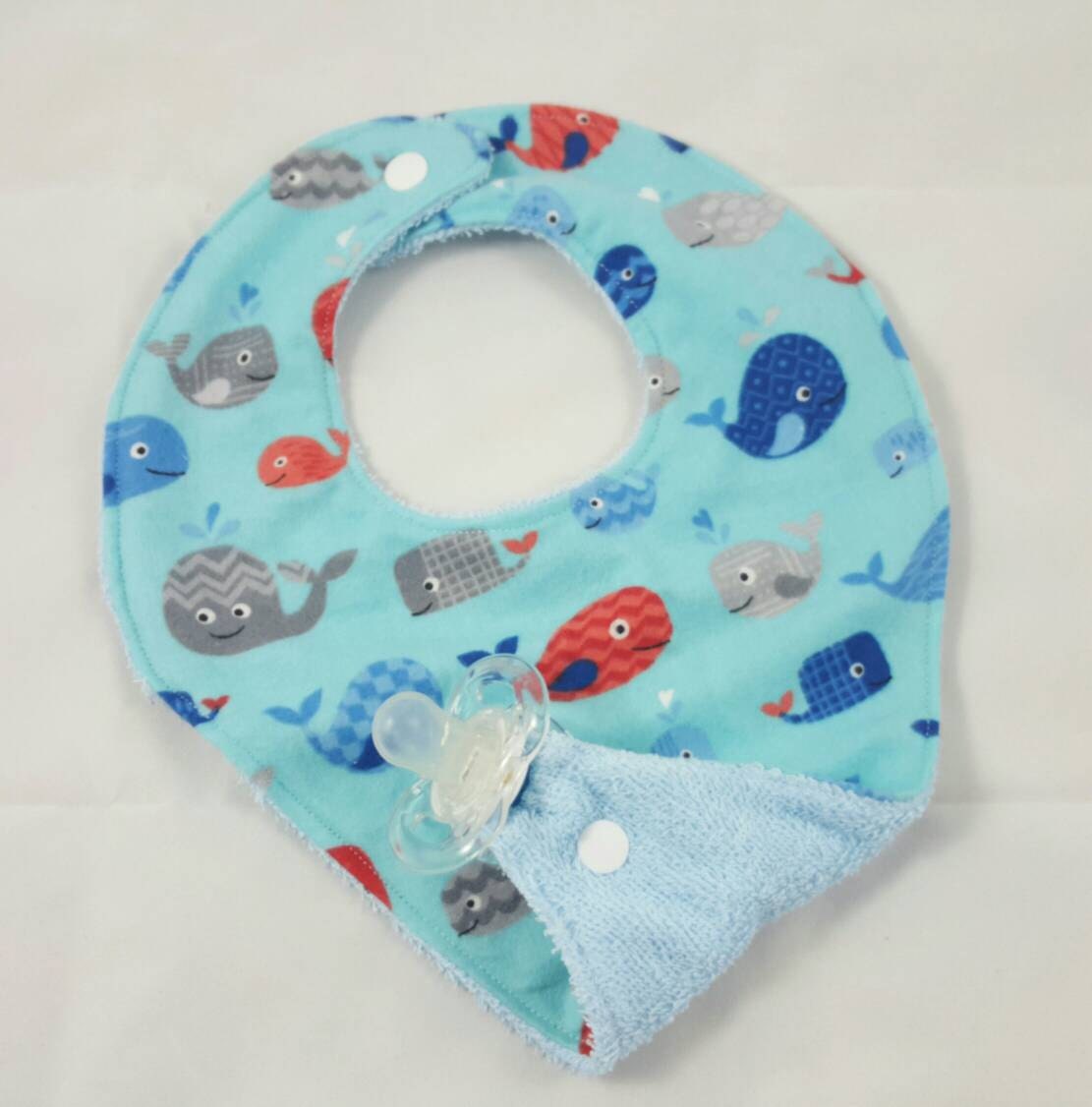 Ready to Ship Whale Pattern Pacifier Bib/Drool Bib