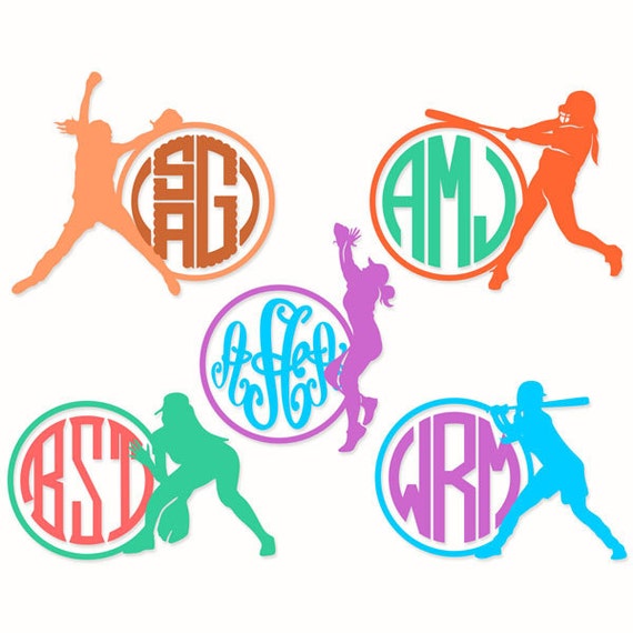 Download Softball Monogram Cuttable Designs SVG DXF EPS use with