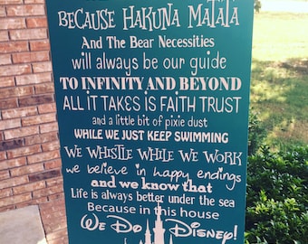 In this house we do Disney 12x24 hand painted wood sign