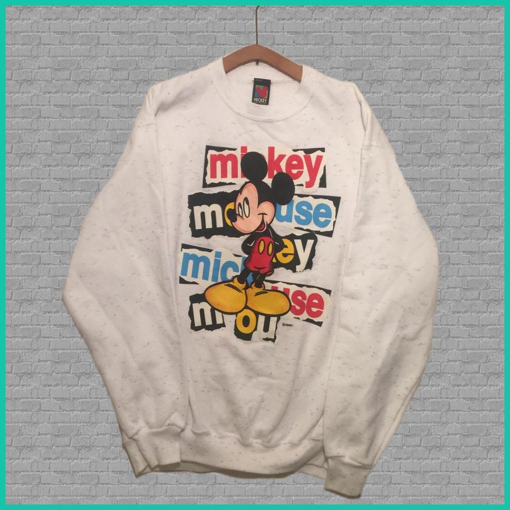 Vintage Disney Mickey Mouse Crewneck Sweatshirt White XL
