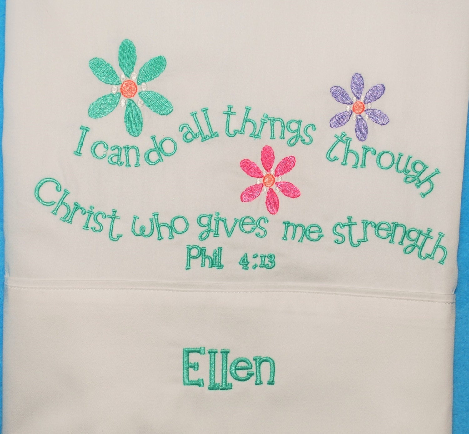 Youth Pillowcase Custom Embroidered Original Design by AsForMe