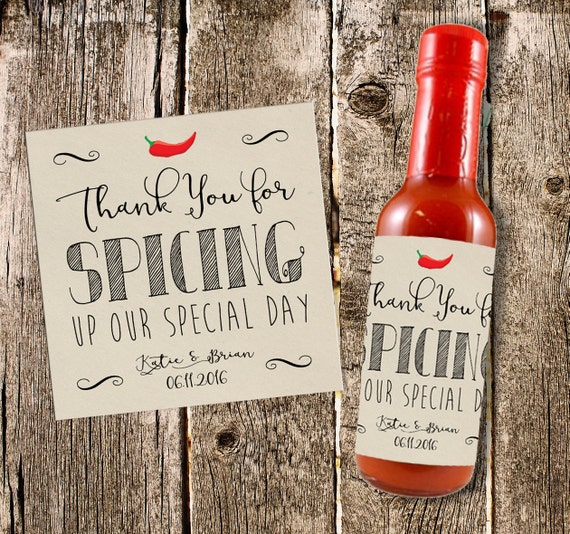 Wedding Hot Sauce Bottle Favors Personalized Labels 2x2