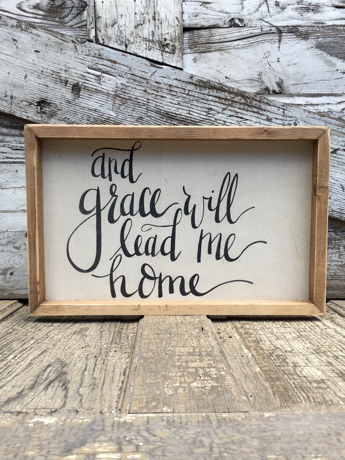 And Grace Will Lead Me Home Medium Rustic Sign Home Decor