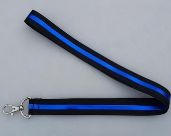 Police Thin Blue Line Key Fob OR Lanyard