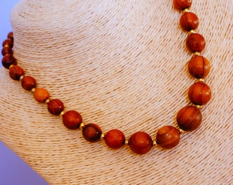 Necklace, vintage necklace, 1950's necklace, wooden bead necklace