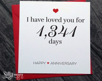 Cute anniversary card I have loved you for number days happy anniversary, for her, him gift idea for husband, wife girlfriend boyfriend A11