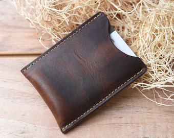 Leather Card Sleeve, Groomsmen gift wallet, Minimalist Wallet, Awesome groomsmen gift, Front pocket wallet