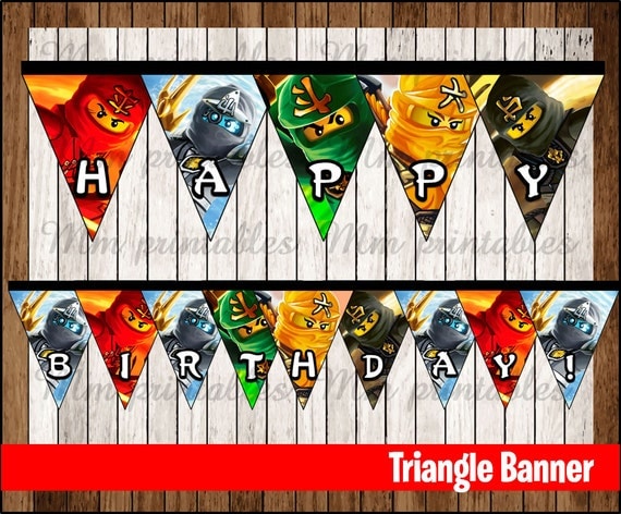 80% OFF SALE Ninjago Triangle Banner instant by mrkitspartyshop