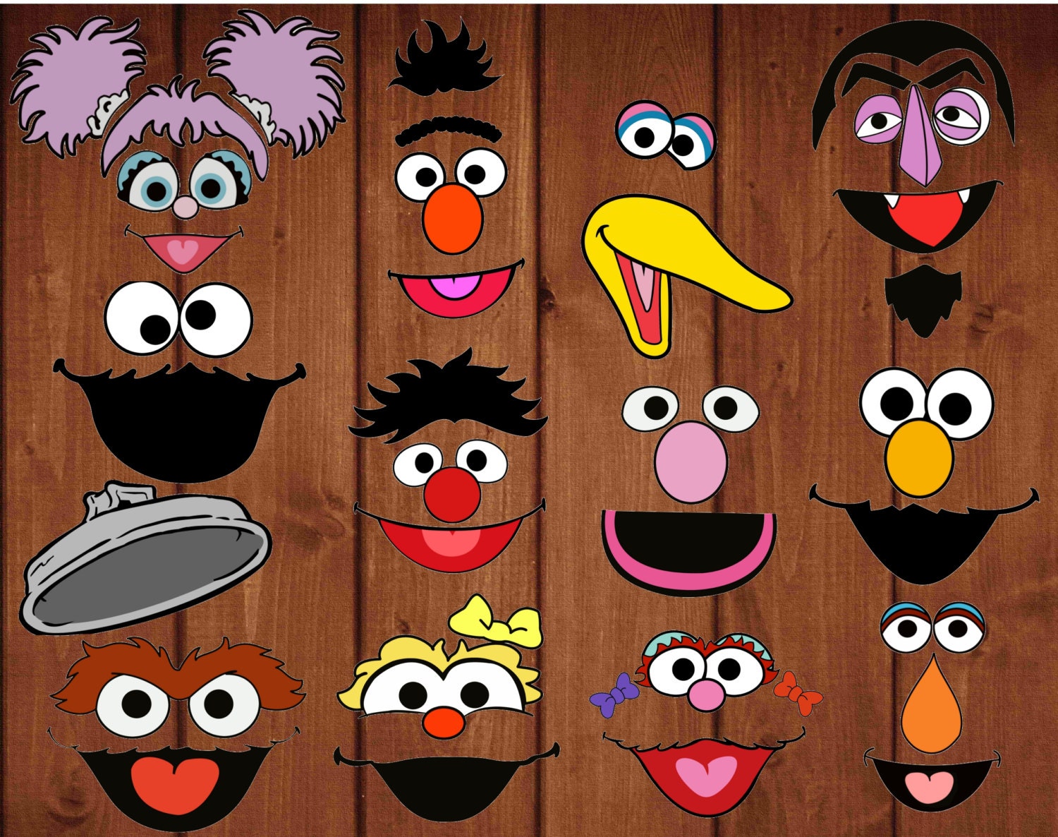 sesame street digital cut outs for pompoms by alafoliedesigns