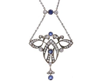 Sapphire and Diamond Belle Époque Pendant