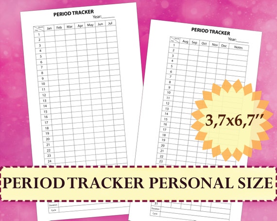 Menstrual Period Tracker Personal Size Period Tracker