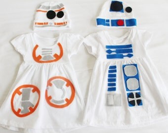 BB8 and R2D2 costume dress for twin/siblings babies and toddlers