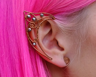 Lovely Delicate Elf Ear Cuffs Copper Wire Gold Elven Ears Wrap Fairy Pixie Cosplay Fantasy Cuffs Earcuffs Earcuff Boho Jewelry Earrings