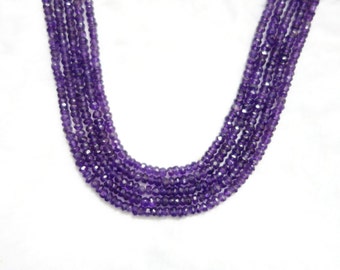 Amethyst Faceted Rondelle Beads , Amethyst Rondelle Beads