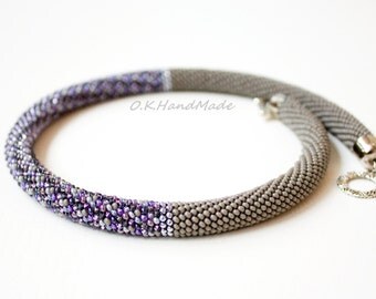 EMINENCE GRISE - Bead crochet necklace Beaded jewelry Idea for gift Beaded crochet Best gift Classic style Fashion jewelry Gorgeous Gifts 50