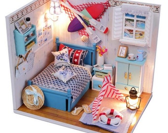 Romantic Summer Living Room Dollhouse DIY Kit, Miniature Dollhouse DIY Kit, Miniature Room, Diy Kit, Dollhouse kit, Gift - DH14