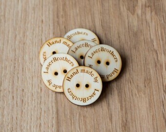 Custom Wooden Buttons with Your Shop Name or Logo, Personalized Buttons, Knitting buttons, Craft Buttons, Personalized Button, Rustic Button