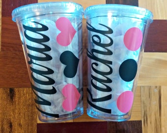 Custom design Plastic Tumbler, Personalized Tumbler, Wedding Favors, Bridesmaids Gift, Party favors