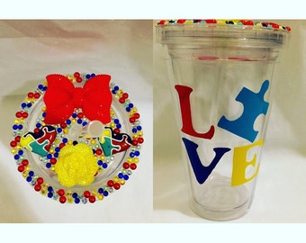 Custom made Autism Awareness tumbler cup