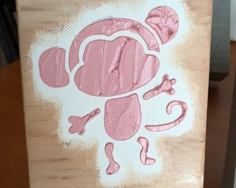 Pink Monkey, Oil Painting, Impasto