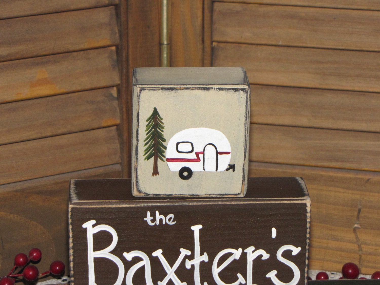 Camper Trailer RV wood blocks personalized camper decor fun