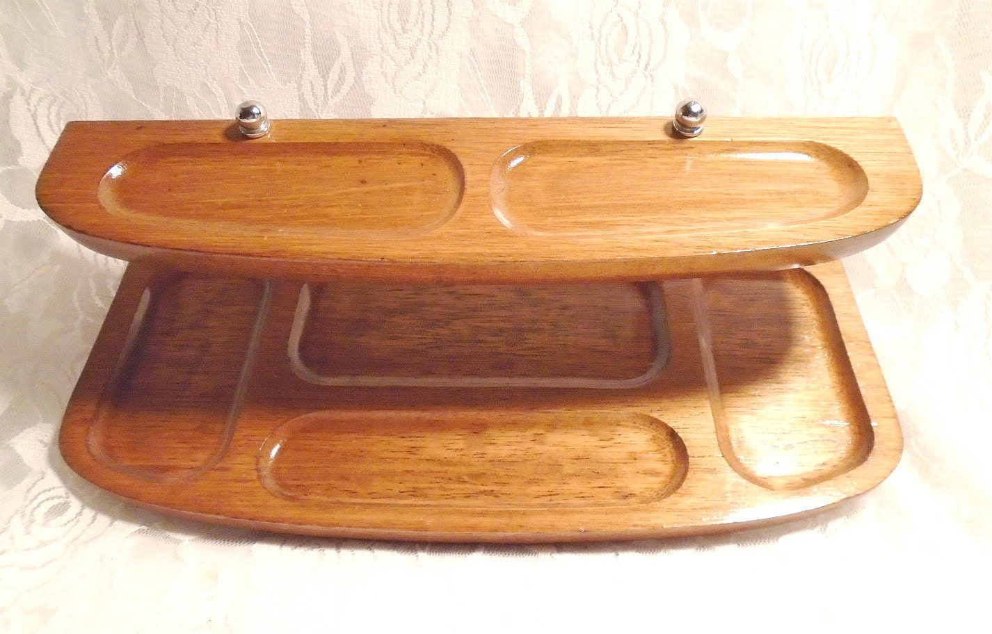 Vintage Wood Men's Valet Two Tier Dresser Top Valet