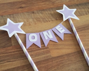 Star Cake bunting, Flag banner, Star cake topper, Purple star topper, Twinkle twinkle little star, Cake topper, Baby shower, 1st birthday